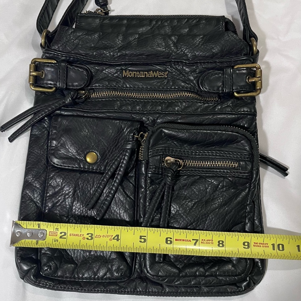 Montana West Buttery Soft Black Vegan Leather Crossbody Bag Purse Pocketbook - Picture 10 of 14